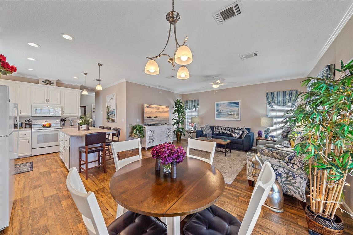Dining area open to the kitchen